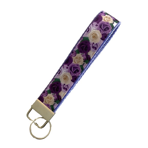 Lilac Purple Key Fob Wristlet Keychain Cane strap handmade Coastal Grandmother - Picture 1 of 3